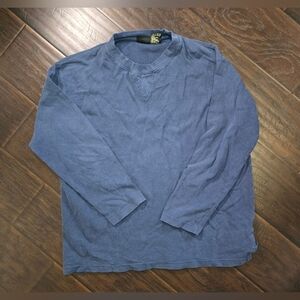 RedHead Mens Long Sleeve Blue Waffle Crew Casual Shirt Large